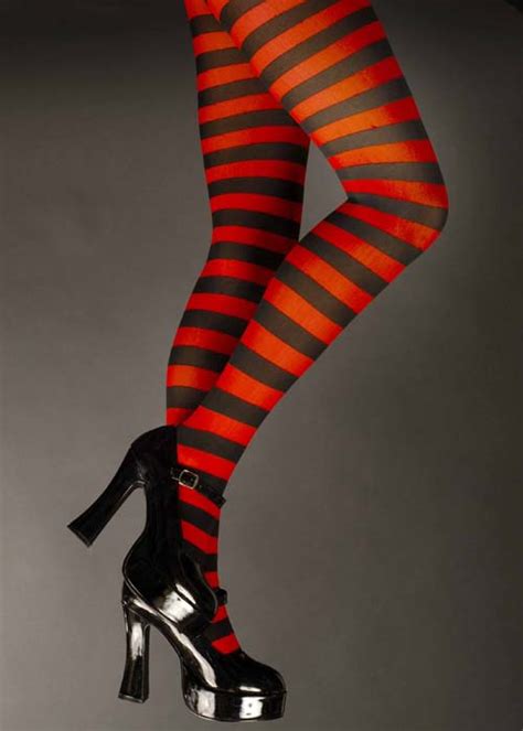 black red striped stockings